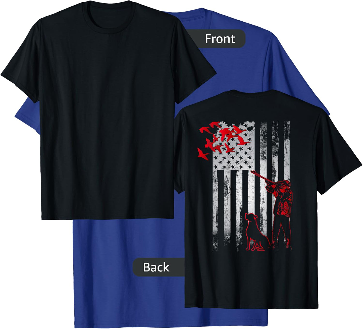 Duck Hunting with Dog Hunters Daddy gift American USA Flag Women Men T-Shirt - T-Shirt | Royal