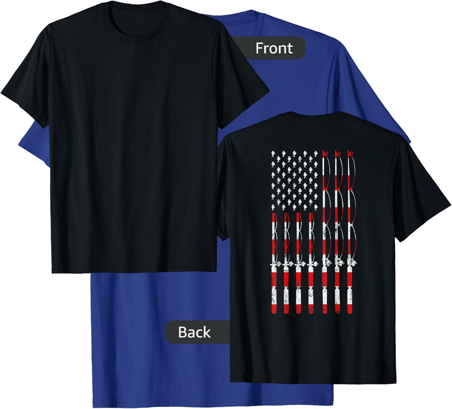 Fishing Pole American USA Flag Patriotic Fishing gift T-Shirt - T-Shirt | Royal