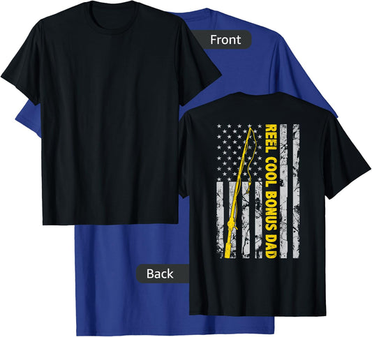 Reel cool Bonus Dad Fishing American Flag gift Fisherman Dad T-Shirt - T-Shirt | Royal
