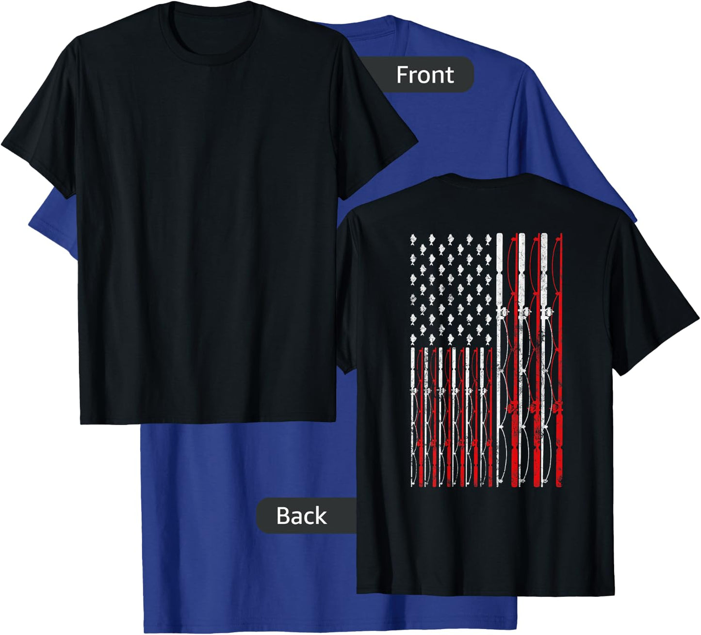Fishing Rod American Flag Funny Vintage Fishing T-Shirt - T-Shirt | Royal