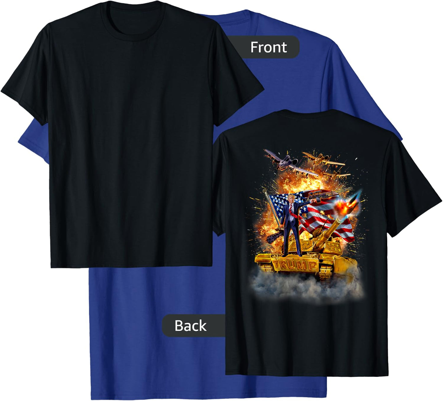 President Donald Trump Rides a Golden Tank T-Shirt - T-Shirt | Royal