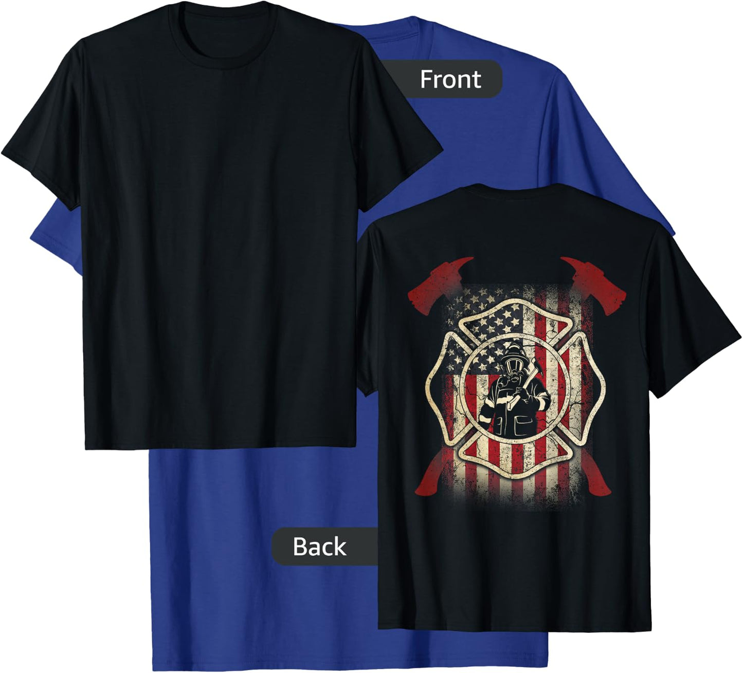 Patriotic Firefighter USA Flag Axe American Flag Fireman T-Shirt - T-Shirt | Royal