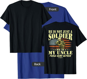 My Uncle Is A Soldier Hero Proud Army Nephew Military Family T-Shirt - T-Shirt | Royal