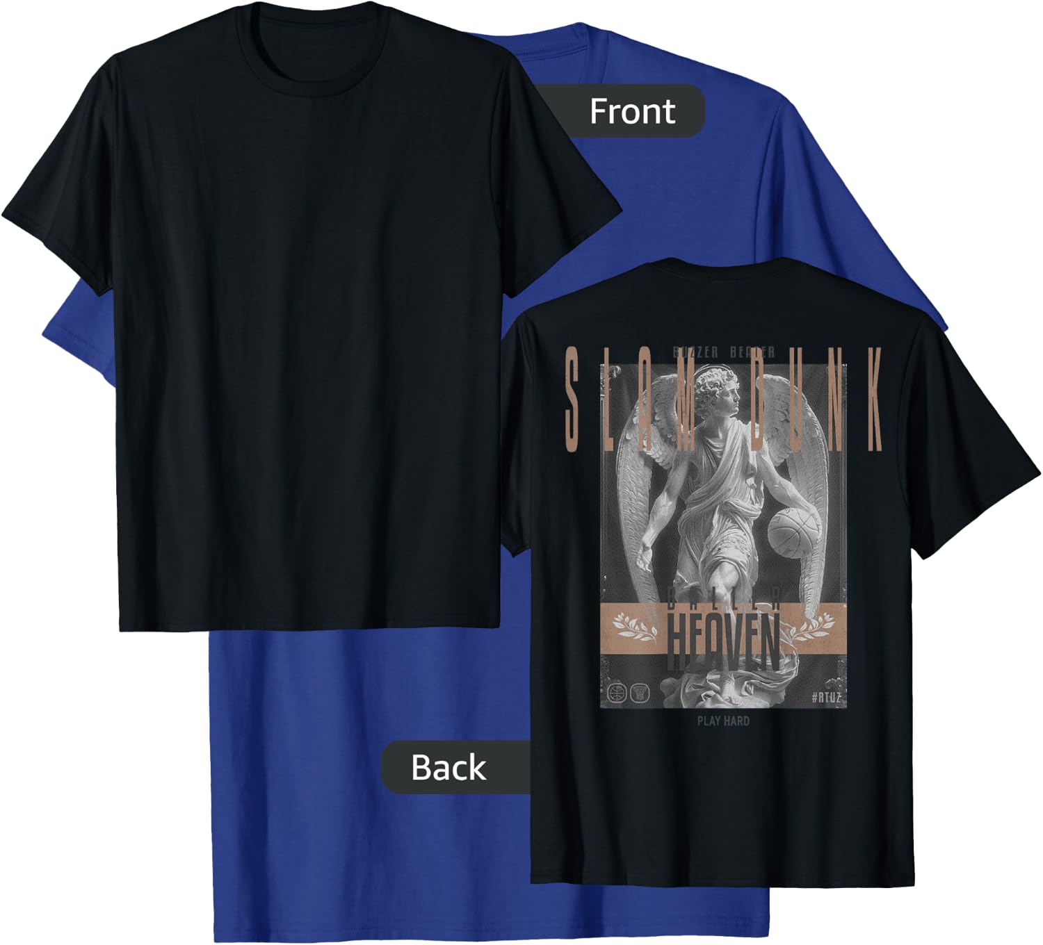 Hip Hop Vintage Edgy Urban Y2K Back Print Streetwear Angel T-Shirt - T-Shirt | Royal