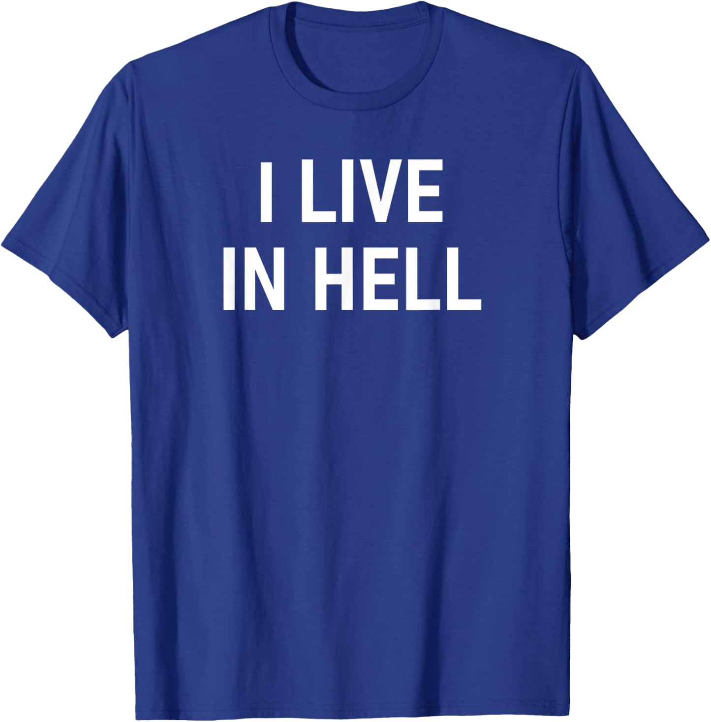 I Live In Hell, Funny, Sarcastic, Jokes, Family T-Shirt - T-Shirt | Royal