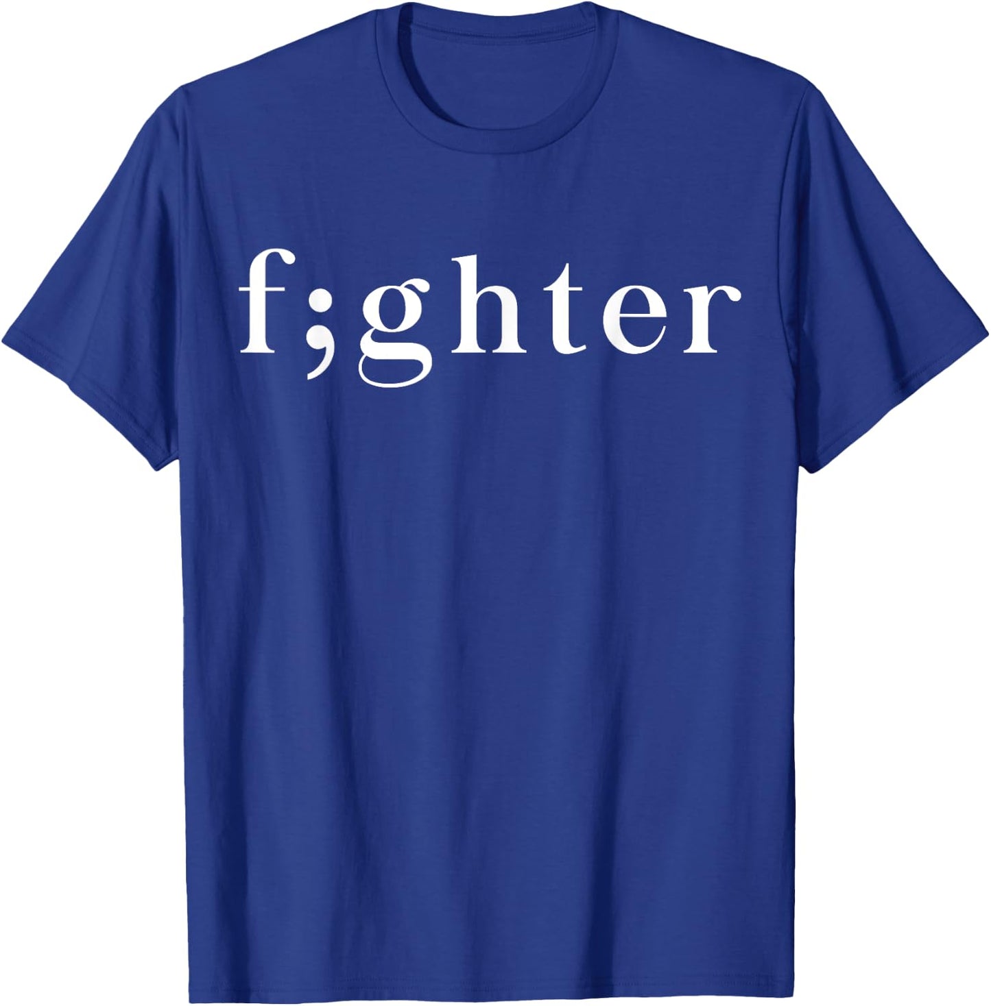 Semicolon Fighter Mental Health Awareness T-Shirt - T-Shirt | Royal