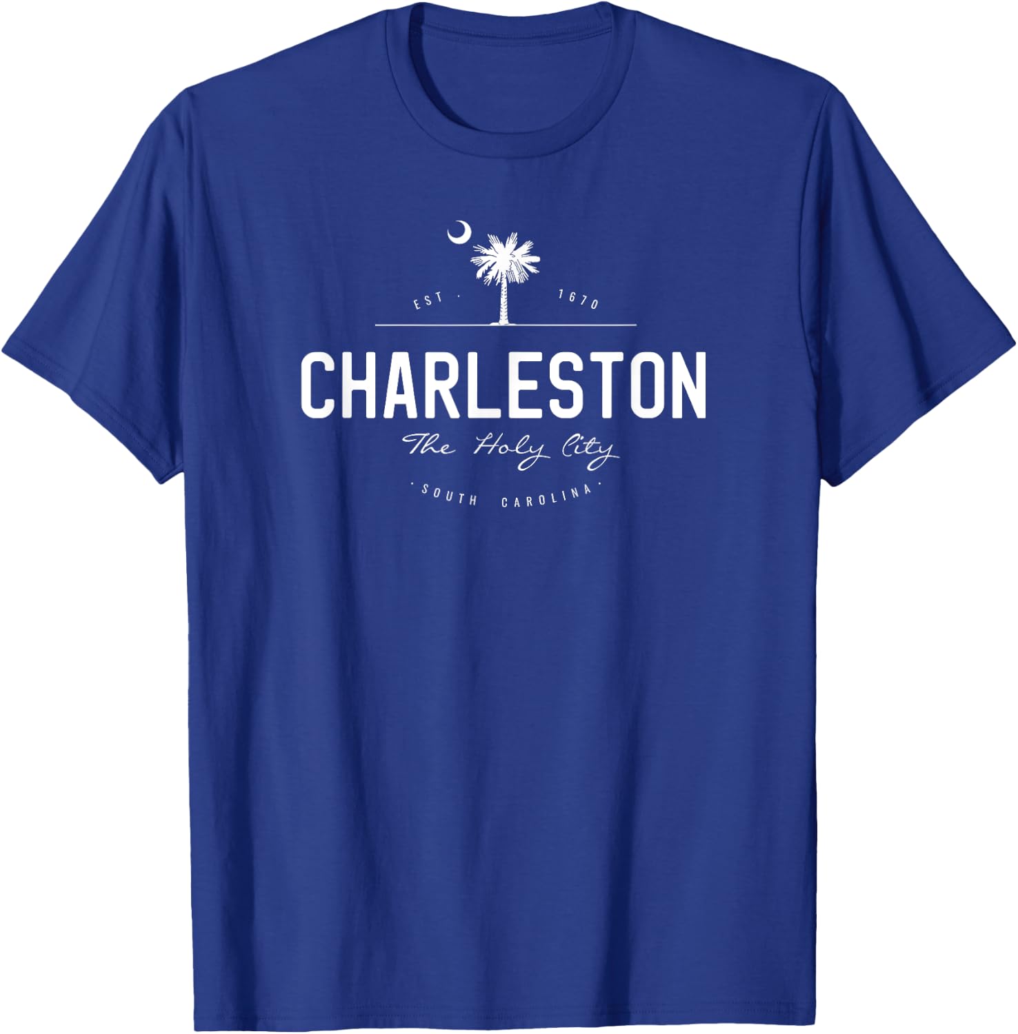 Charleston The Holy City South Carolina Palm Flag Gift T-Shirt - T-Shirt | Royal