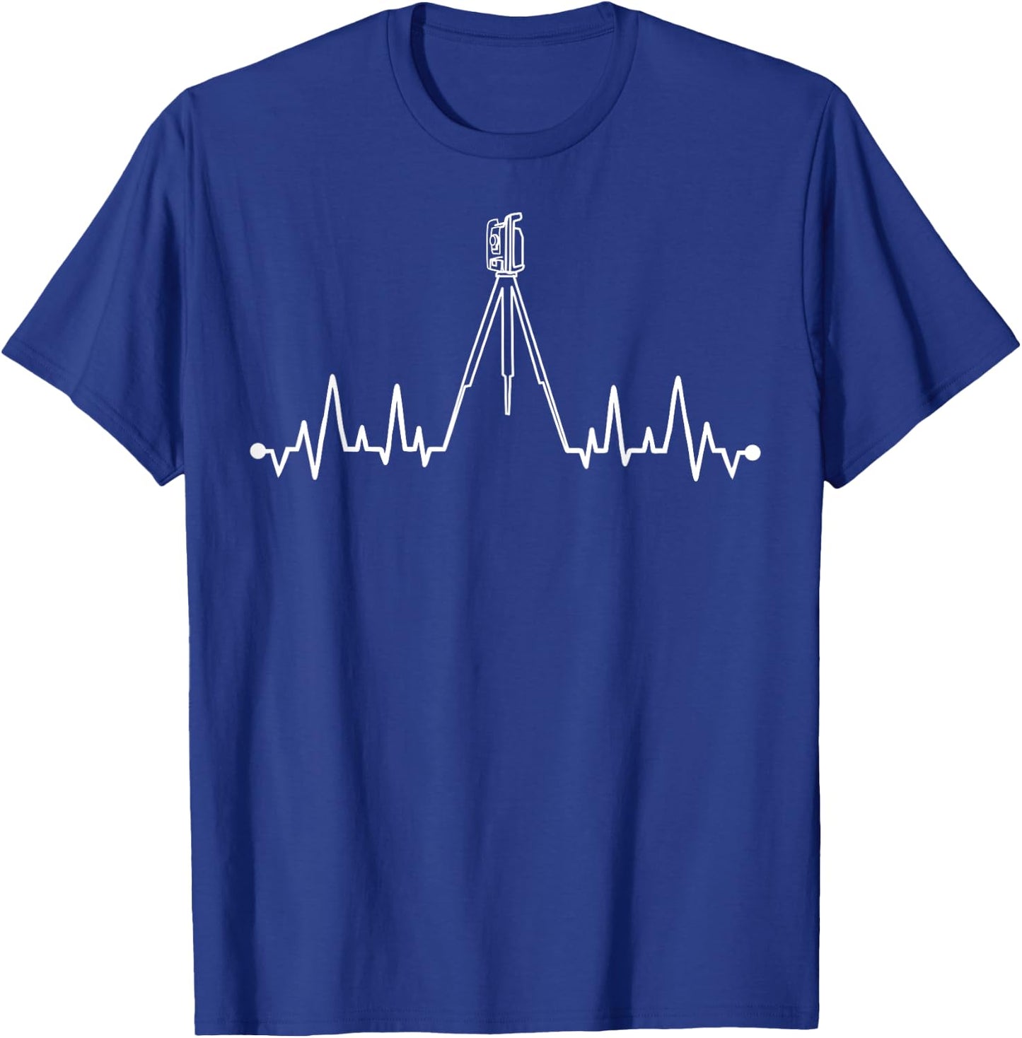 Funny Land Surveyor Gift Cool Surveying Tripod Heartbeat T-Shirt - T-Shirt | Royal