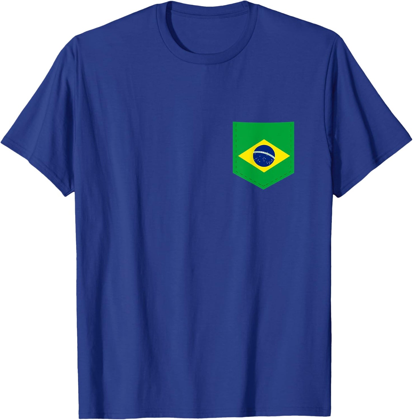 Brazil Flag with Printed Brazilian Flag Pocket T-Shirt - T-Shirt | Royal