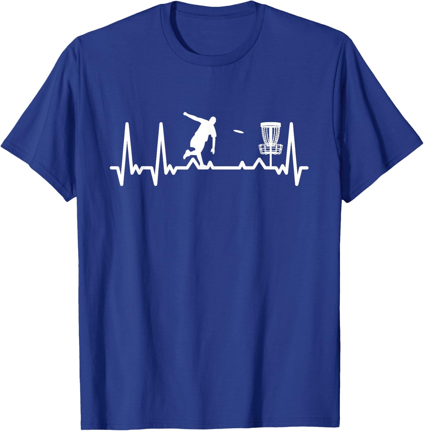 Disc Golf Heartbeat Target Basket Golfer Electrocardiogram T-Shirt - T-Shirt | Royal