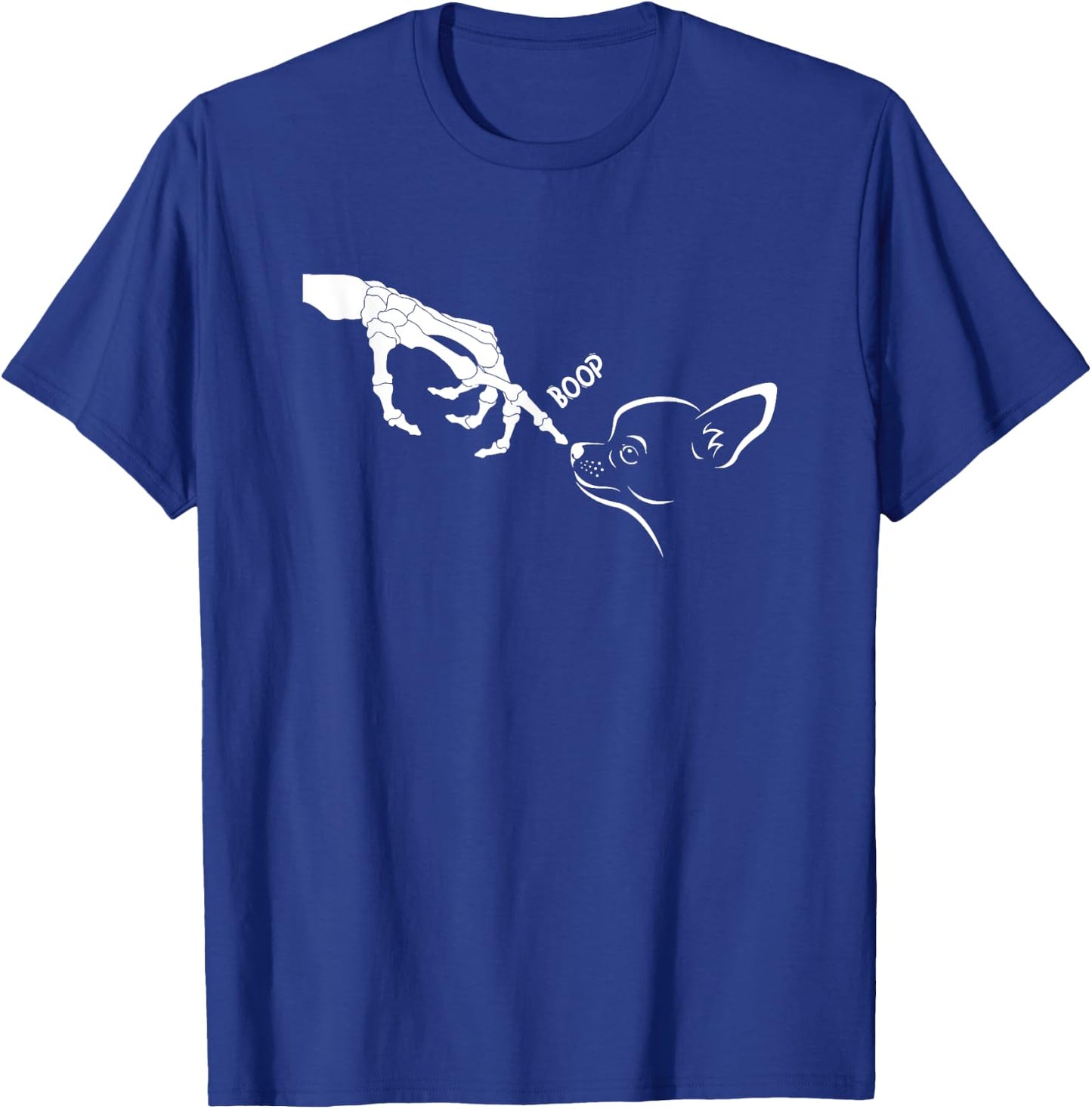 Dog Scary Skeleton Hand Boop Spooky Halloween Chihuahua T-Shirt - T-Shirt | Royal