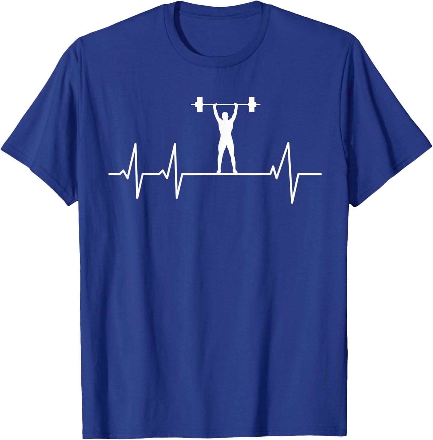 Weightlifter heartbeat ECG heart rate athlete T-Shirt - T-Shirt | Royal