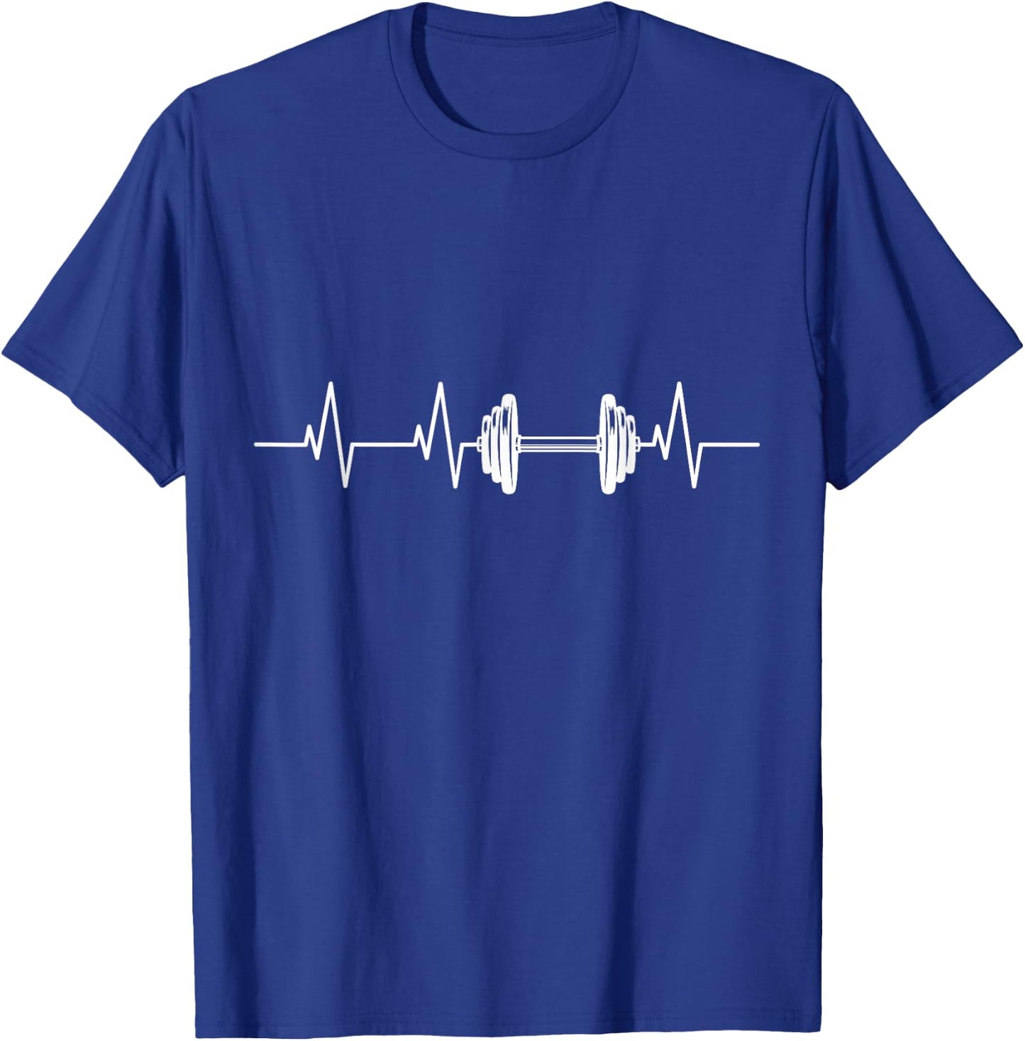 Fitness Heartbeat Dumbbell Heartline Bodybuilding T-Shirt - T-Shirt | Royal