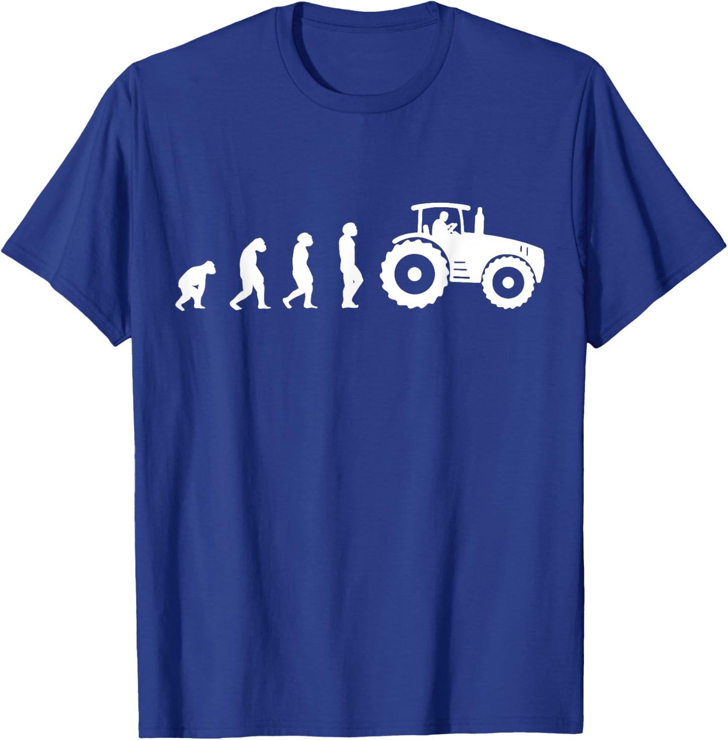 Evolution of the Farmer Funny Tractor Farming Gift T-Shirt - T-Shirt | Royal