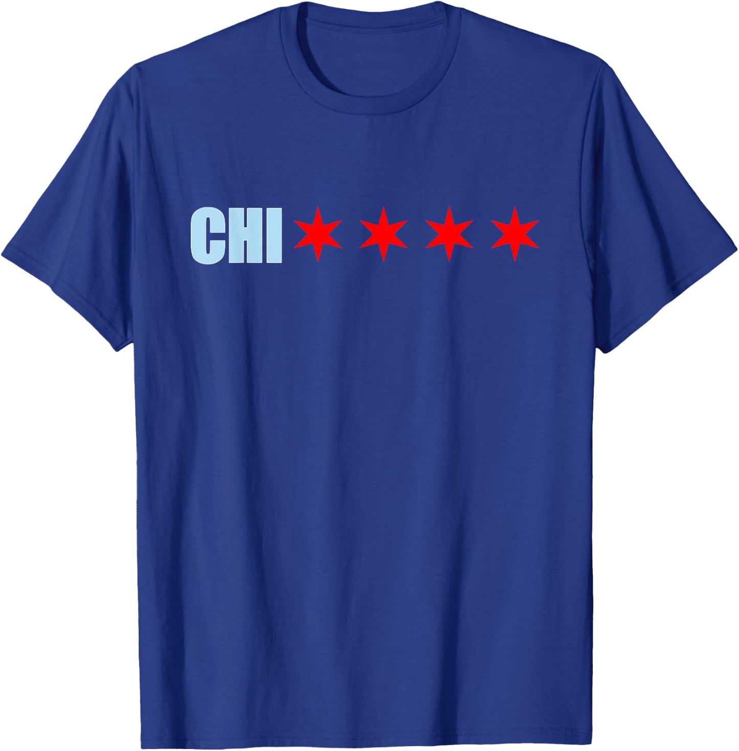 Chicago Chi With 4 Red 6 Cornered Stars Of The Chicago Flag T-Shirt - T-Shirt | Royal
