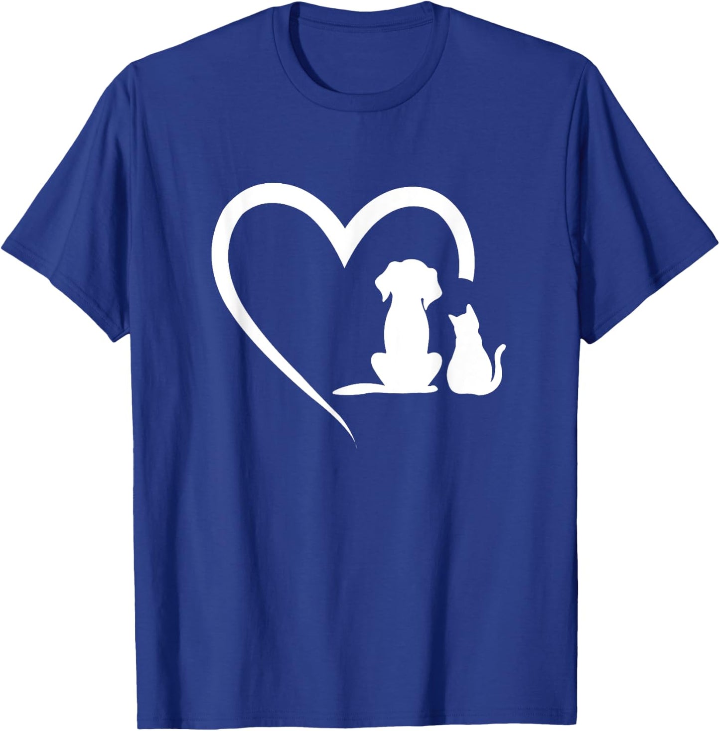 Dog Puppy and Baby Cat Heart - Animal Dog & Cat Heart Women Girls Kids T-Shirt - T-Shirt | Royal