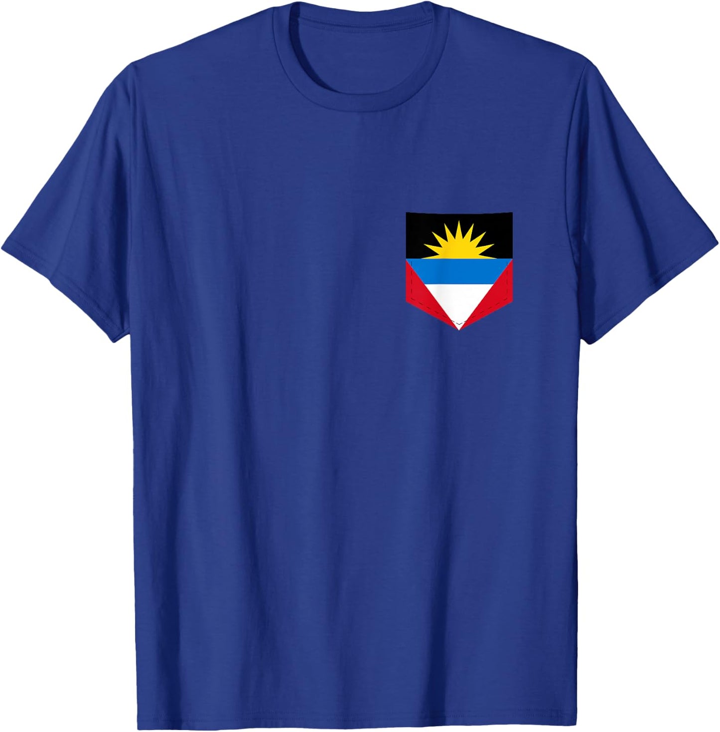 Antigua & Barbuda Flag with Printed Antiguan Flag Pocket T-Shirt - T-Shirt | Royal