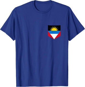 Antigua & Barbuda Flag with Printed Antiguan Flag Pocket T-Shirt - T-Shirt | Royal