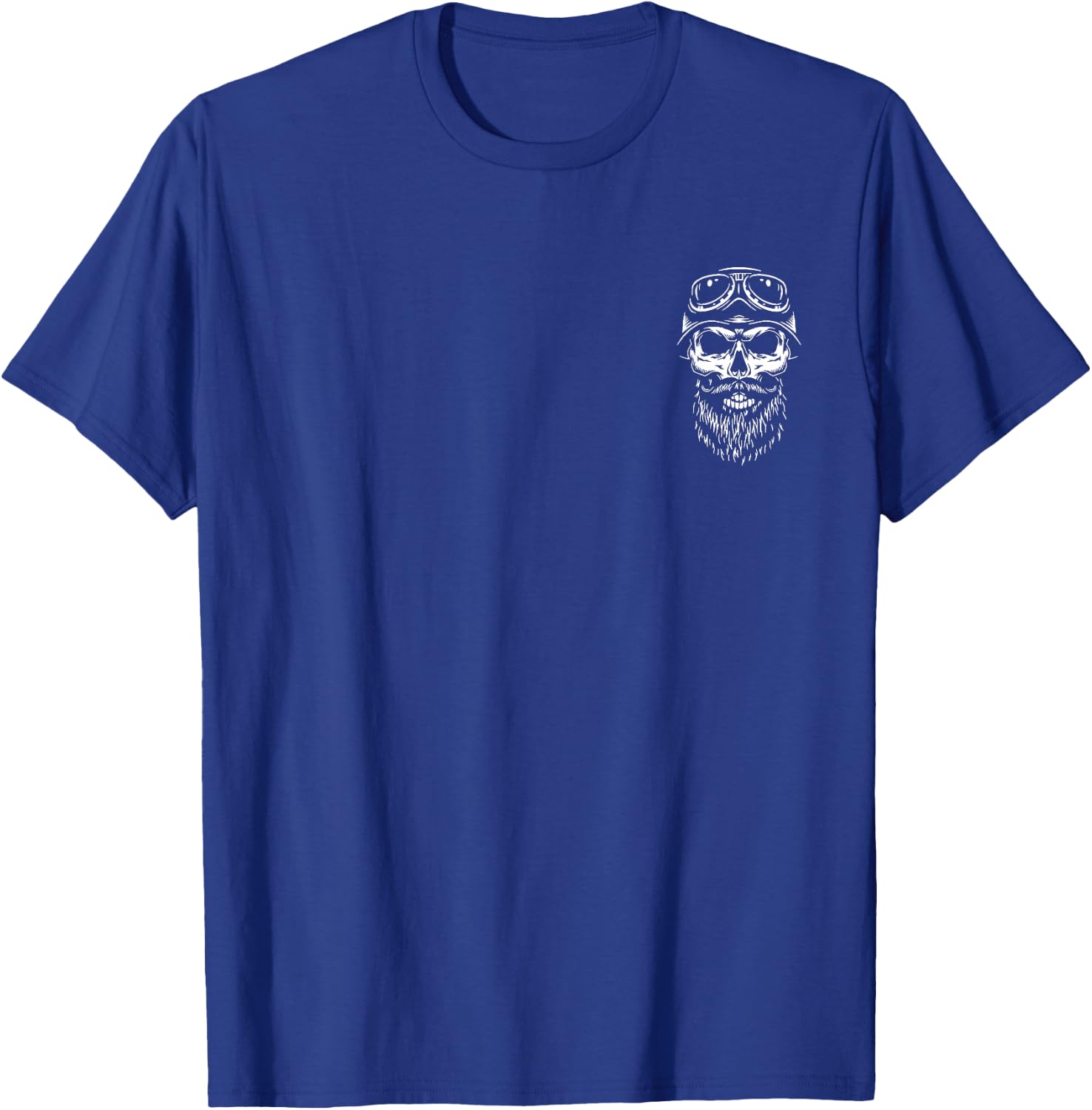 Forever Two Wheels Biker Skull with Beard Motorcycle Design T-Shirt - T-Shirt | Royal