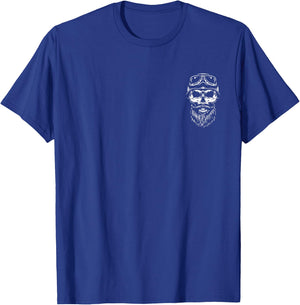 Forever Two Wheels Biker Skull with Beard Motorcycle Design T-Shirt - T-Shirt | Royal