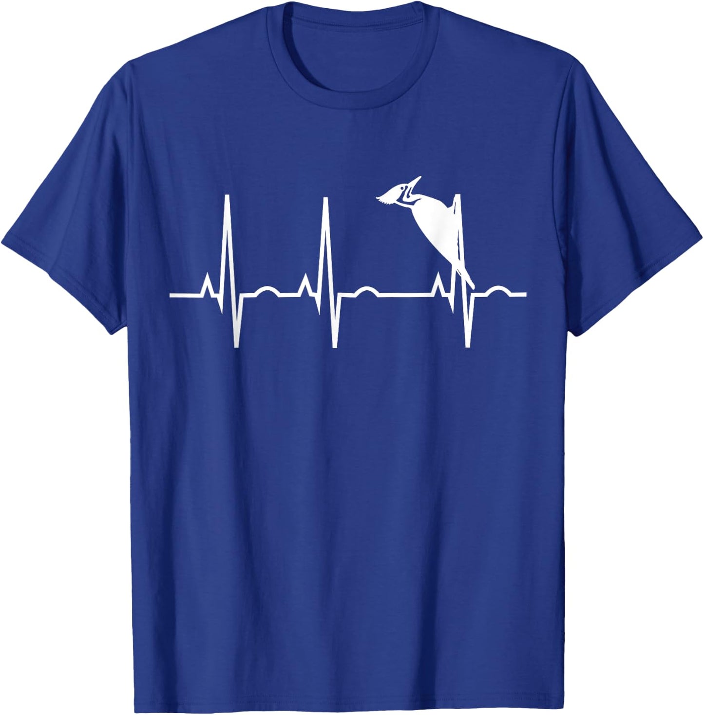 Pileated Woodpecker Shirt - Bird Lover Heartbeat Gift T-Shirt - T-Shirt | Royal