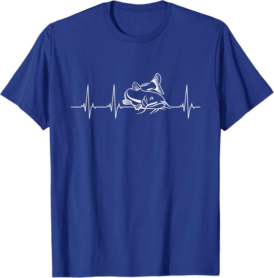 Catfish Fishing Heartbeat T-Shirt - T-Shirt | Royal