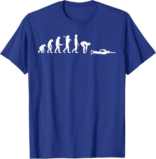 Funny Swimming Evolution Gift Swimmers T-Shirt - T-Shirt | Royal