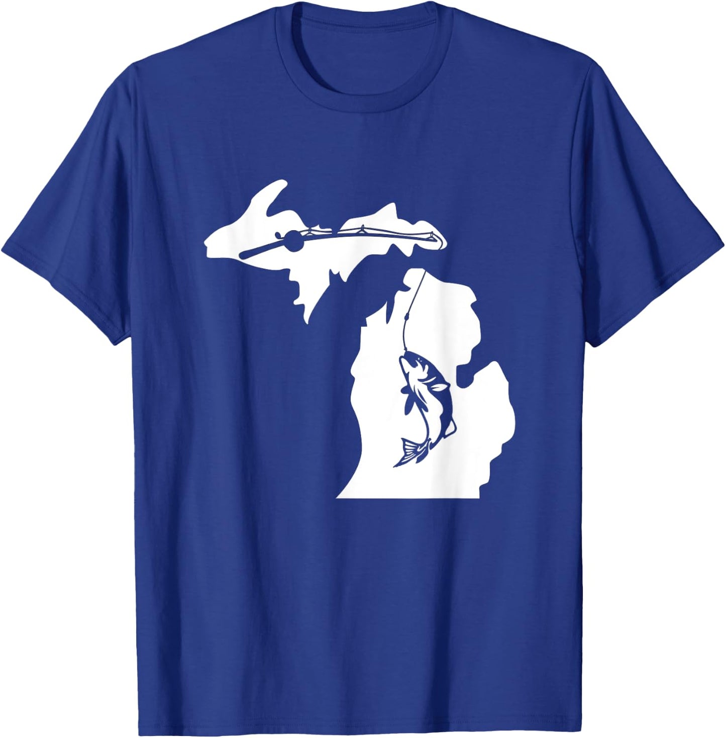 Cute Michigan Fishing Bass Home State Midwest Up North Retro T-Shirt - T-Shirt | Royal