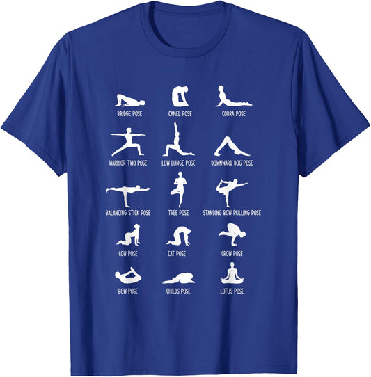 Yoga Poses Chart Yogi Yoga Gift T-Shirt - T-Shirt | Royal