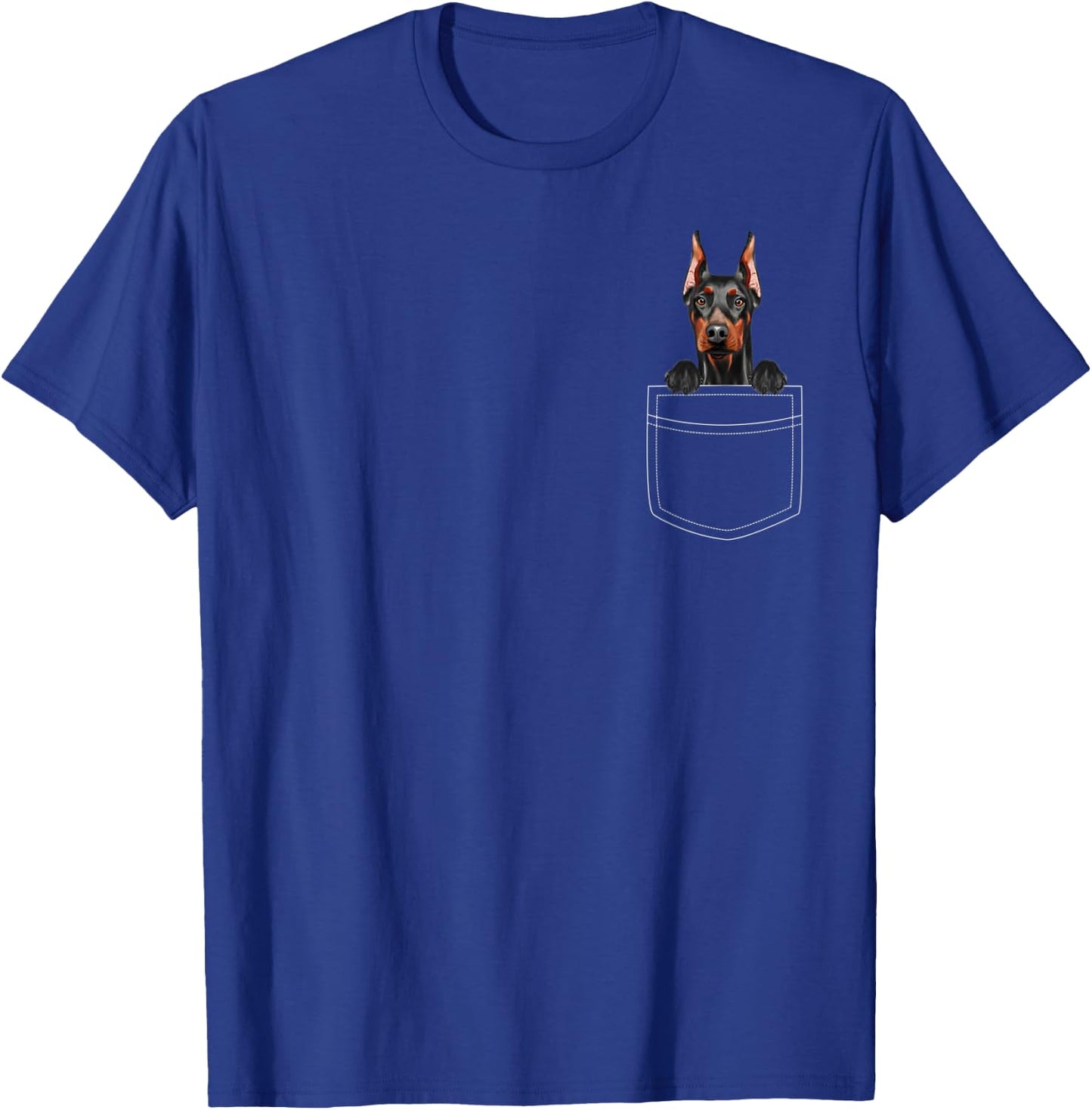 Doberman Pinscher Dog In Pocket Funny Dog Lover T-Shirt - T-Shirt | Royal