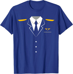 Airplane Pilot Uniform | Halloween Captain T-Shirt - T-Shirt | Royal