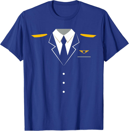 Airplane Pilot Uniform | Halloween Captain T-Shirt - T-Shirt | Royal