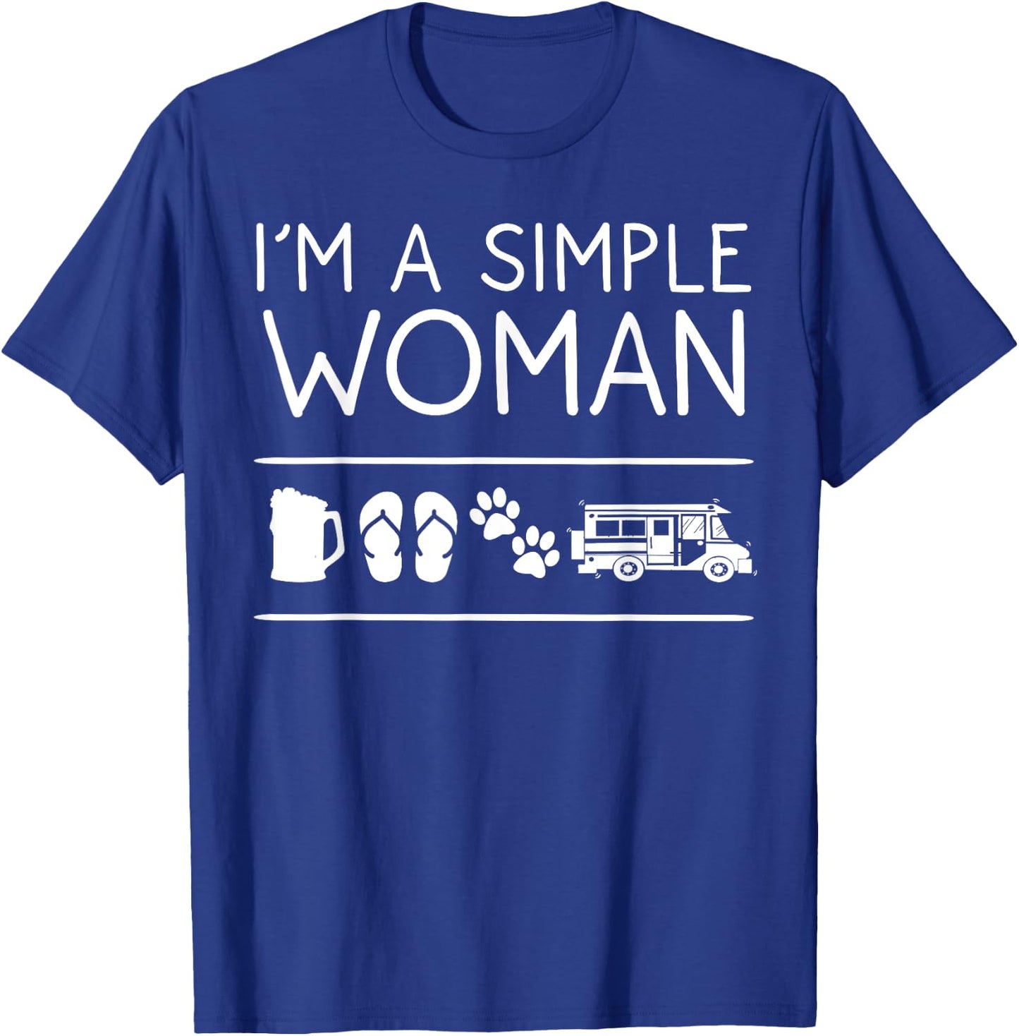 I'm A Simple Woman Gift Beer Dog Camping Flip Flop Lover T-Shirt - T-Shirt | Royal