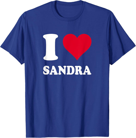 Red Heart I Love Sandra T-Shirt - T-Shirt | Royal