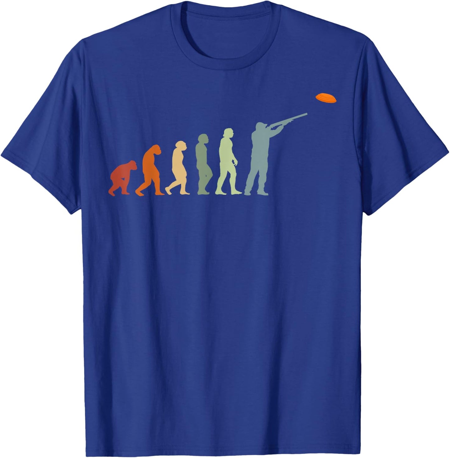Evolution Clay Skeet pigeon shooting clay target Bird hunter T-Shirt - T-Shirt | Royal