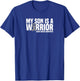My Son is a Warrior Grey Ribbon Brain Cancer Awareness T-Shirt - T-Shirt | Royal