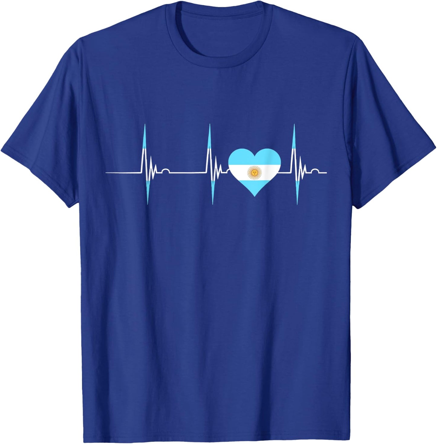 Argentina Heart Argentinian Heartbeat EKG Pulse Argentine T-Shirt - T-Shirt | Royal