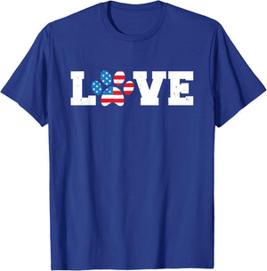 Vintage Love USA Dog Paw 4th of July Patriot Dogs Owner Gift Kids Men T-Shirt - T-Shirt | Royal