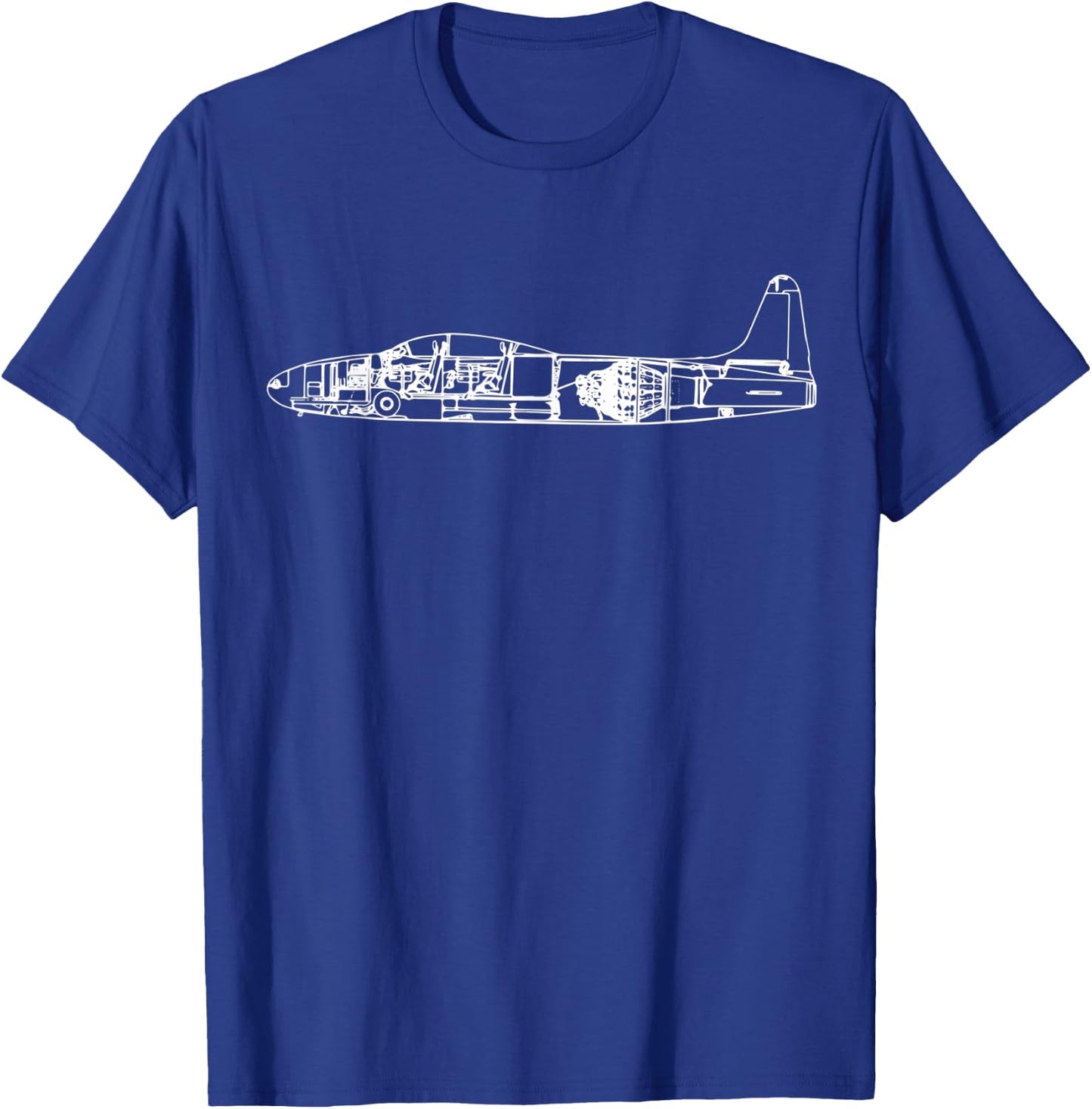 T-33 Plane Warbird Blueprint Schematics Diagram T-Shirt - T-Shirt | Royal