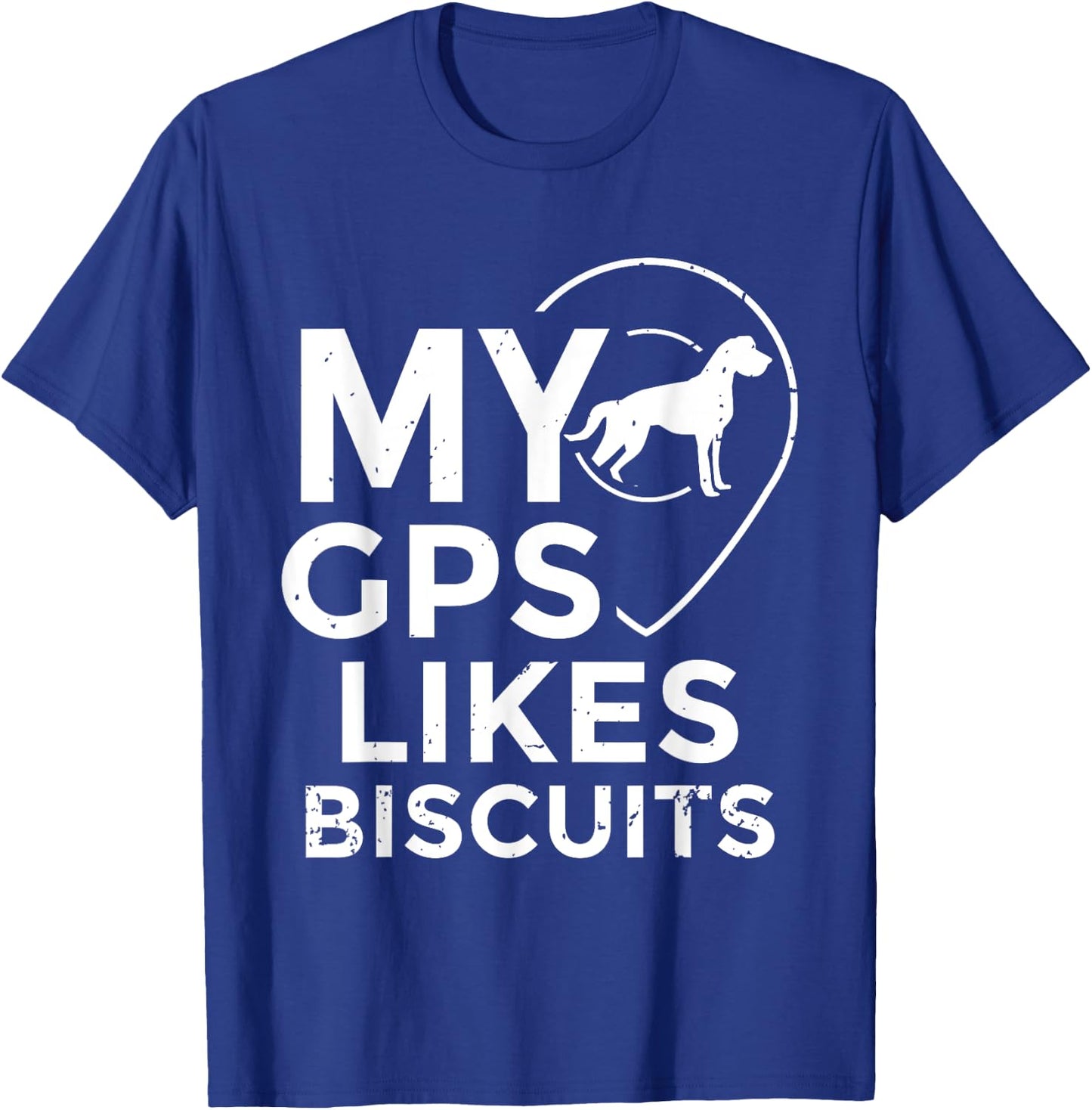 Blind Humor GPS Biscuits Blind Life Guide Dog Training Women Girls Kids T-Shirt - T-Shirt | Royal