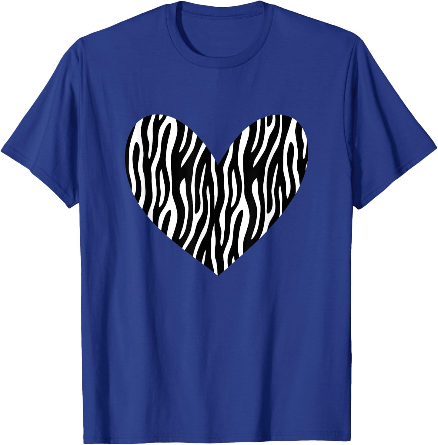 Zebra Pattern Black & White Heart / Exotic Animal Print T-Shirt - T-Shirt | Royal