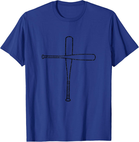 Baseball Bats Cross Faith For Coach Funny Boy Girl Christian T-Shirt - T-Shirt | Royal