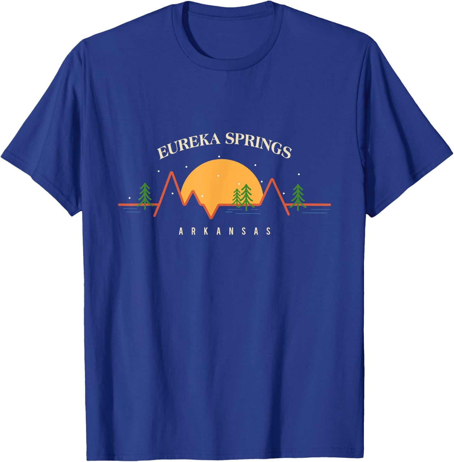 Minimal Sunset Mountains Pine Tree Eureka Springs Arkansas T-Shirt - T-Shirt | Royal