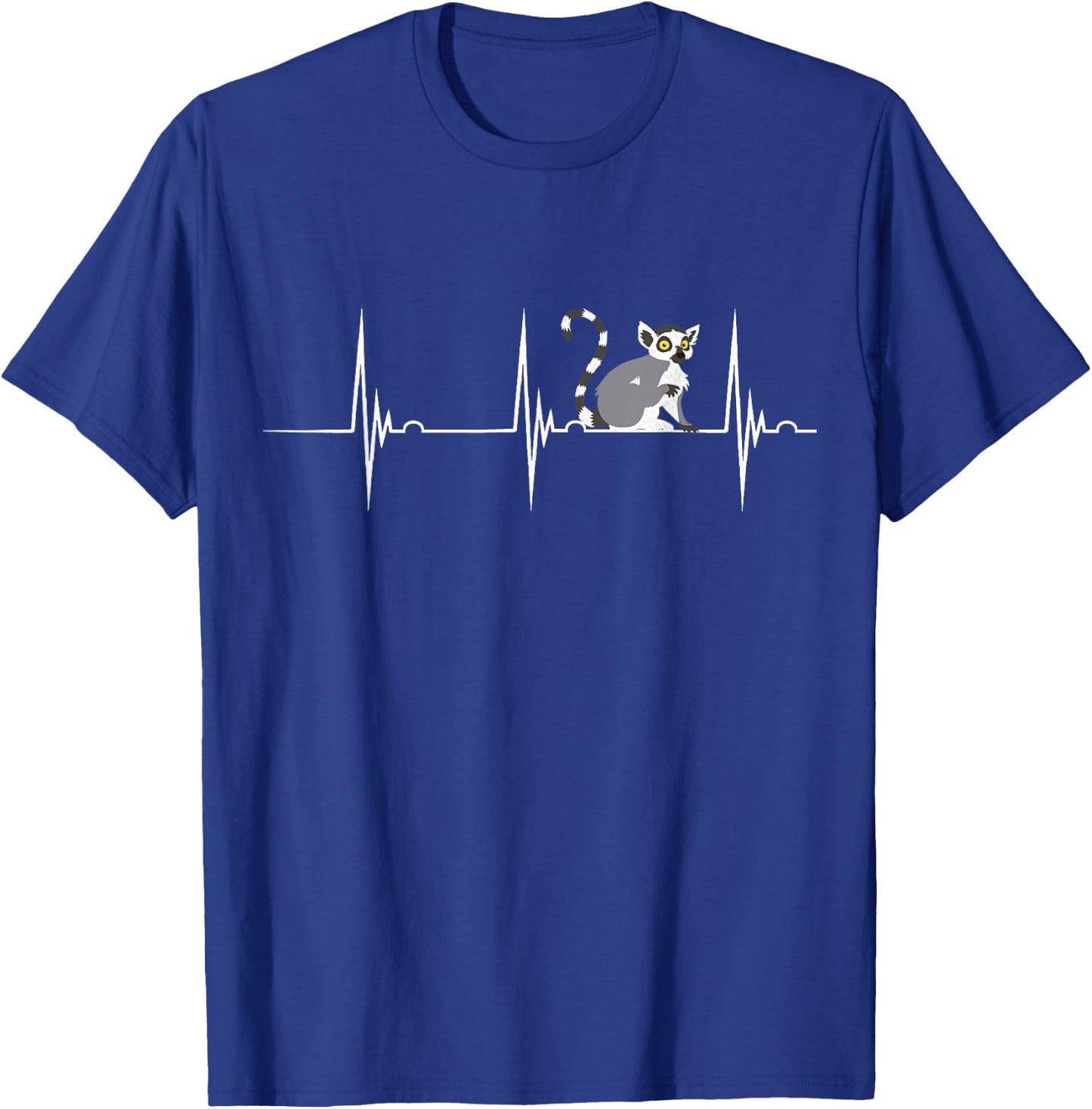 Lemur Heartbeat EKG Pulse Funny Lemur Lover Madagascar T-Shirt - T-Shirt | Royal
