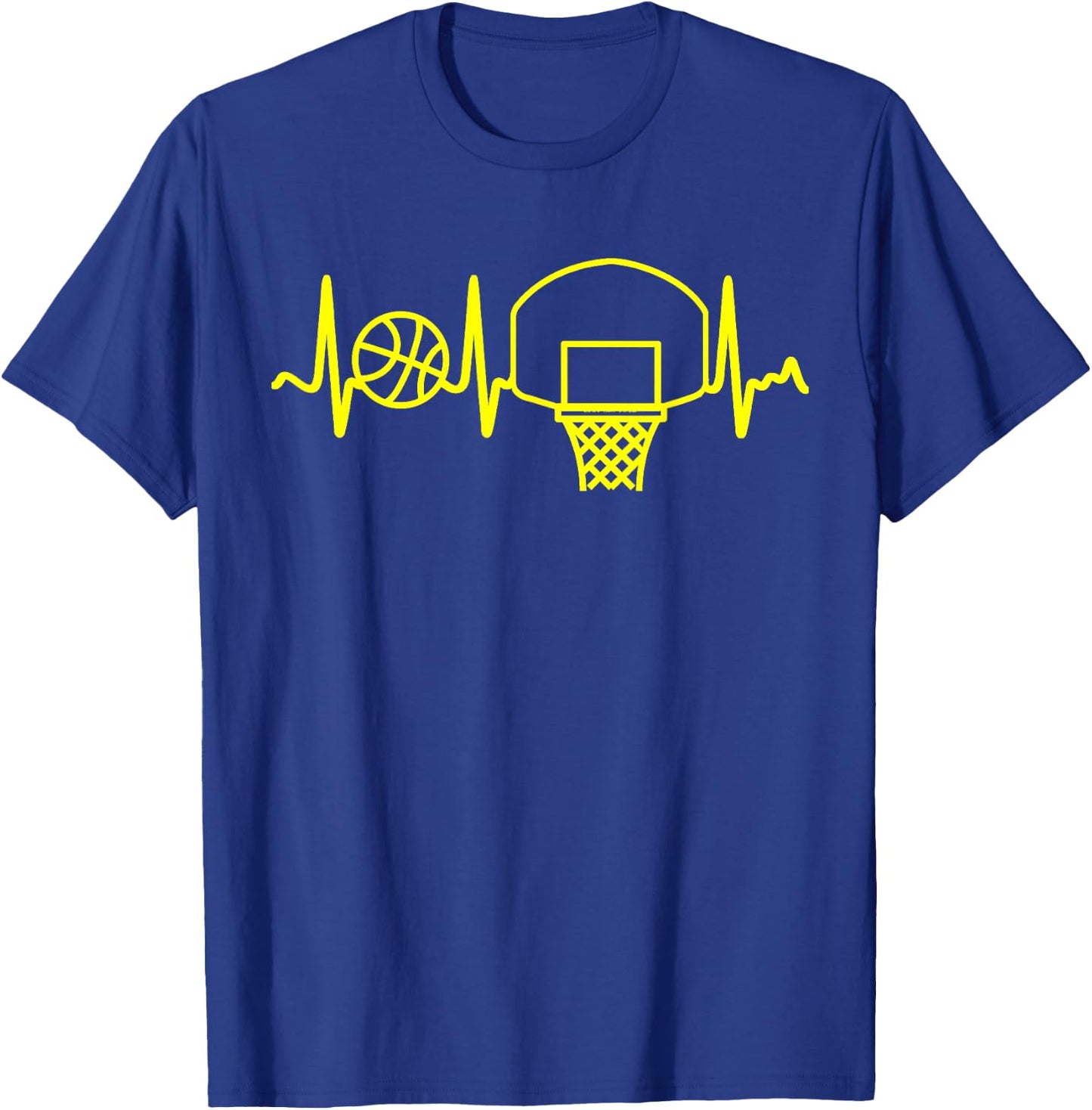 Yellow Heartbeat Basketball Backboard and Hoop T-Shirt - T-Shirt | Royal