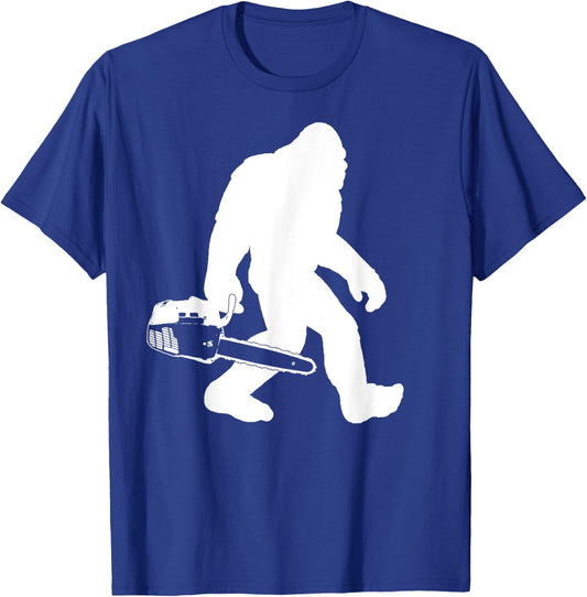 Lumberjack Bigfoot Chainsaw Sasquatch Logger Funny T-Shirt - T-Shirt | Royal