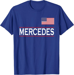 USA American Flag Name Christmas Women Present MERCEDES Personalized Name Funny Birthday Gift T-Shirt - T-Shirt | Royal