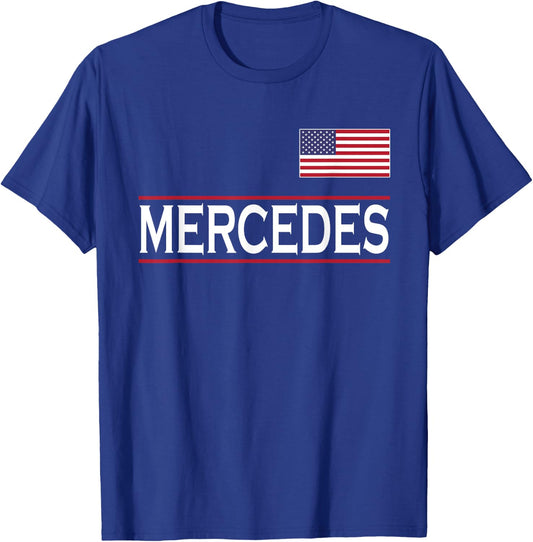 USA American Flag Name Christmas Women Present MERCEDES Personalized Name Funny Birthday Gift T-Shirt - T-Shirt | Royal