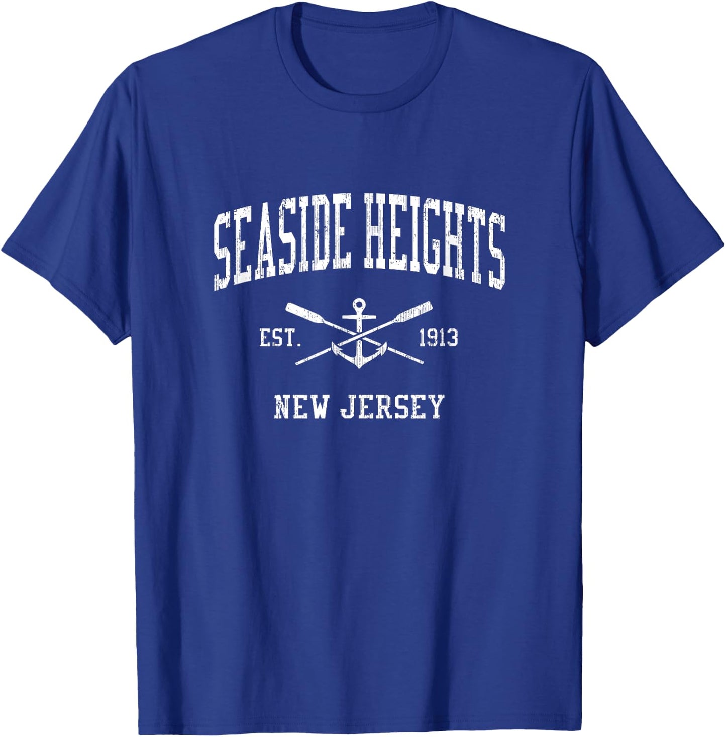 Seaside Heights NJ Vintage Crossed Oars & Boat Anchor Sports T-Shirt - T-Shirt | Royal