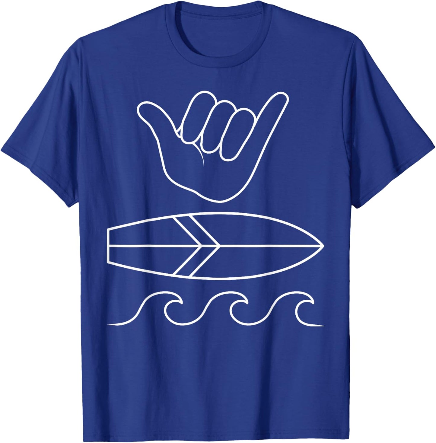 Shaka Sign Surfboard Surfer Summer Waves Surfing Surf Sport T-Shirt - T-Shirt | Royal